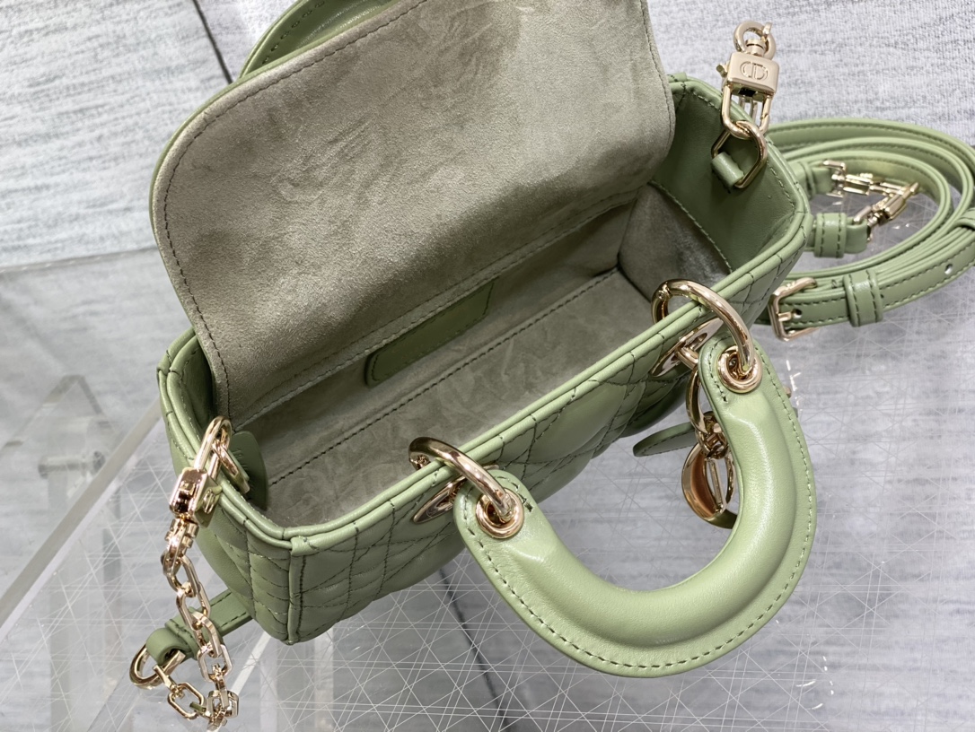 Micro Lady D-Joy Bag Cedar Green Cannage Lambskin